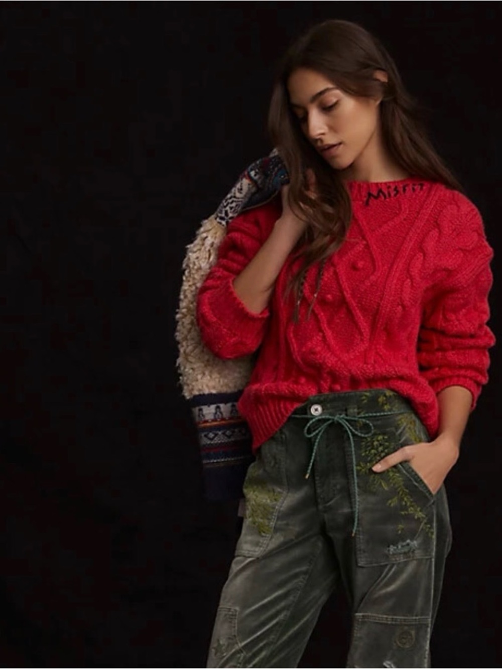 MOTHER • the jumper cable knit sweater - misfit - small red - Picture 2 of 12